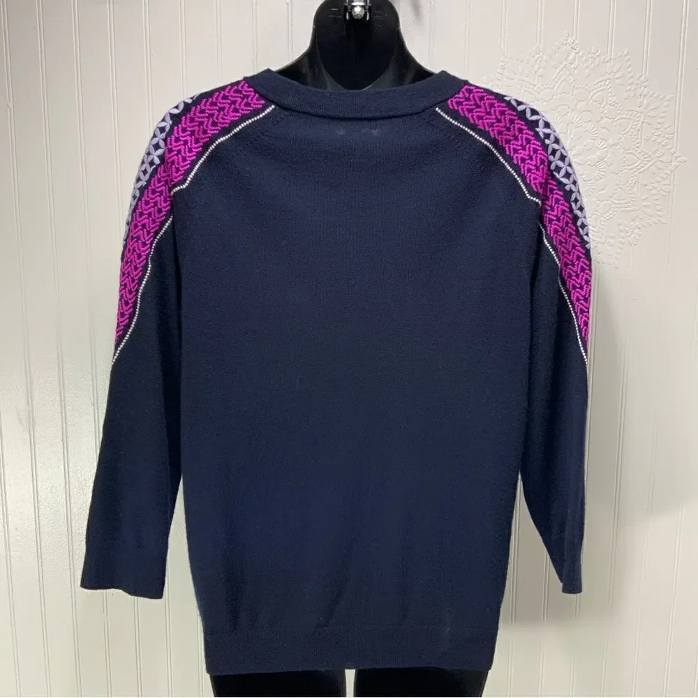 J. CREW 100% merino wool embroidered sweater